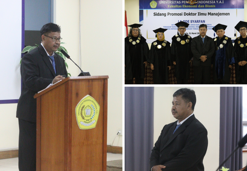 Sidang Terbuka Doktoral: LA ODE SYARFAN Teliti Determinan Motivasi Kerja dan Komitmen Organisasional Dosen